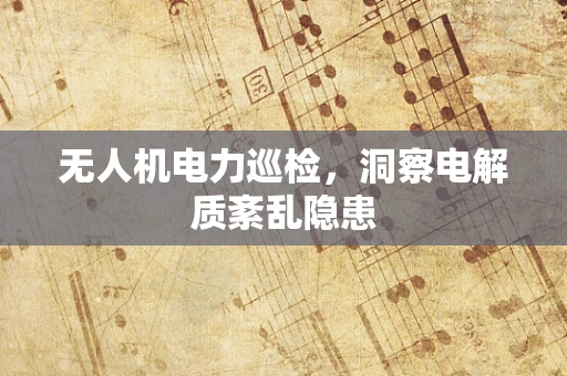 无人机电力巡检，洞察电解质紊乱隐患