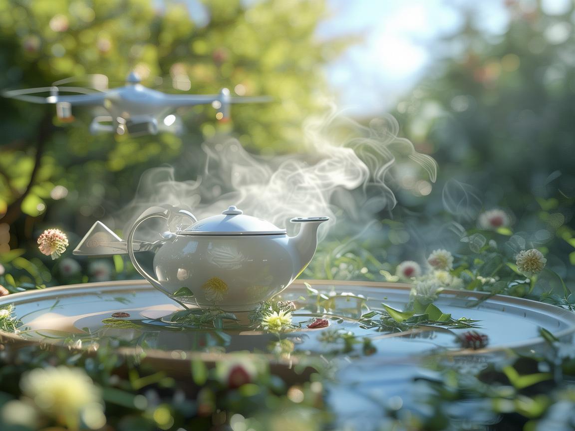 菊花茶香伴无人机电力巡检