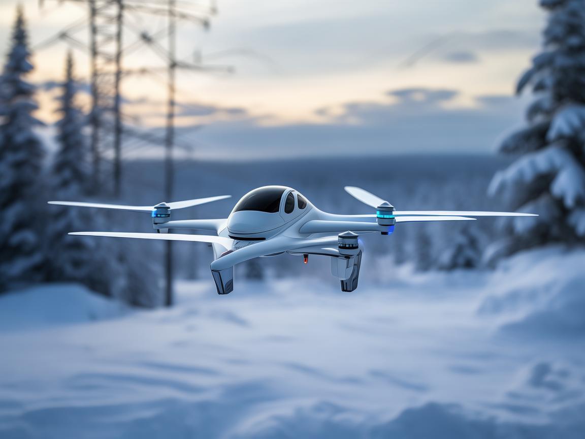 雪天里的无人机电力巡检守护者