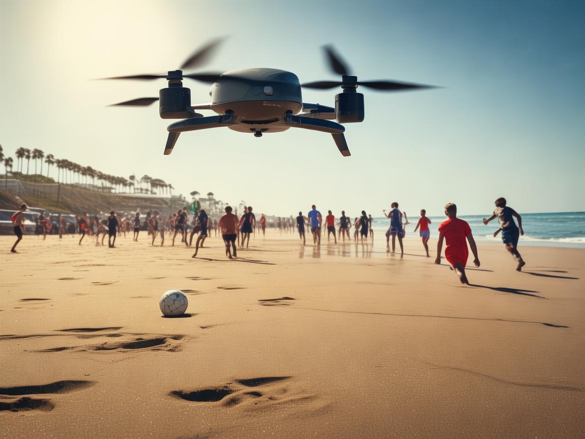 无人机电力巡检助力沙滩足球赛事保电